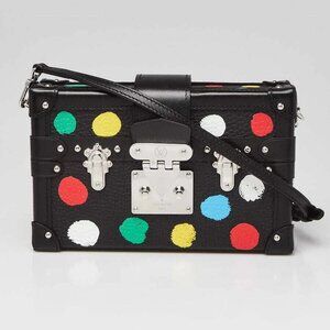 Louis Vuitton x YK Black Leather Dots Petite Malle Bag